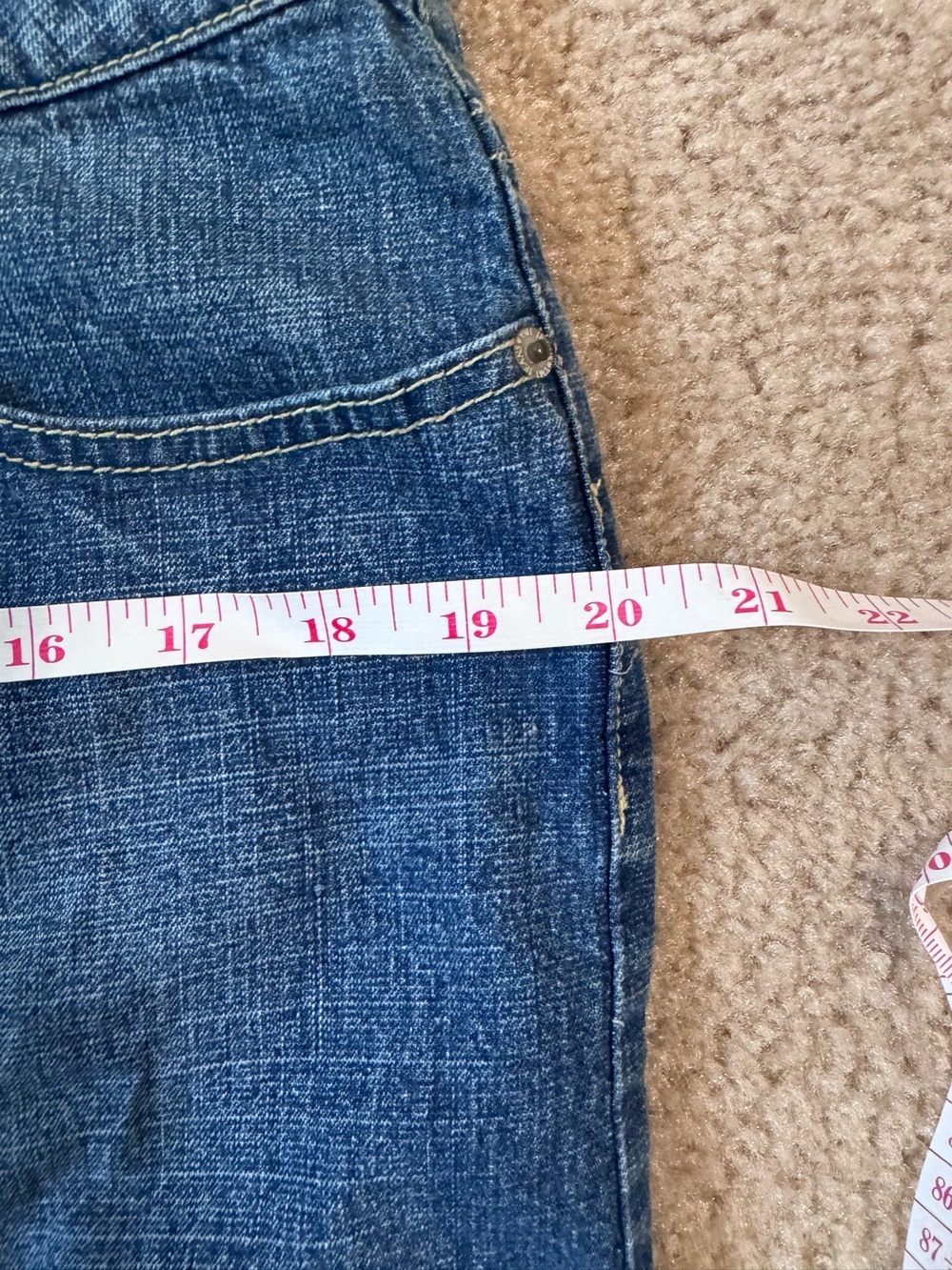 YMI Y2K Mid Length Patched-Frayed Denim Faded Skirt- Juniors Size 13 - Picture 11 of 15